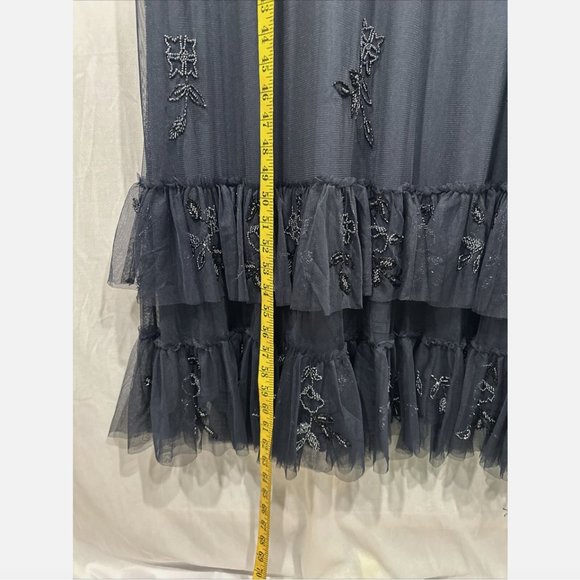 NWT $698 Mac Duggal [ 16W ] Embellished Flutter Tiered Long‎ Sleeve Gown Q634 - Picture 7 of 16